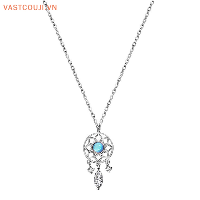 Vòng cổ Mặt Dreamcatcher Màu Bạc Đính Đá Mặt Trăng Thời Trang Cho Nữ