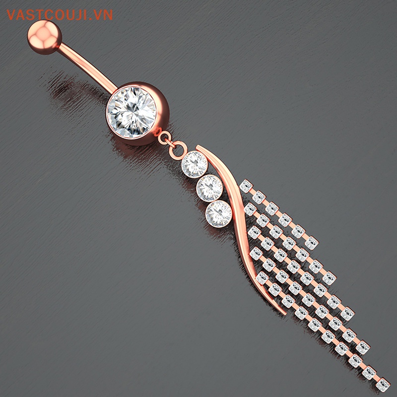 Khuyên RốN HìNh Chữ S ĐíNh Zircon BằNg ThéP Không Gỉ
