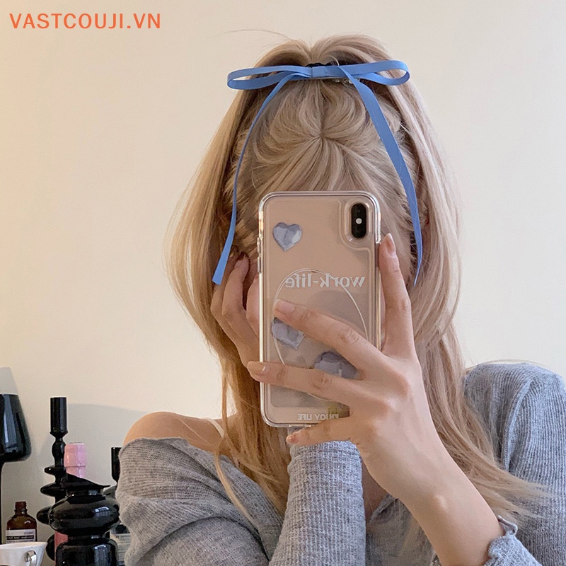 1 Cặp Kẹp Tóc Nơ Dài Kiểu Vintage Cho Nữ