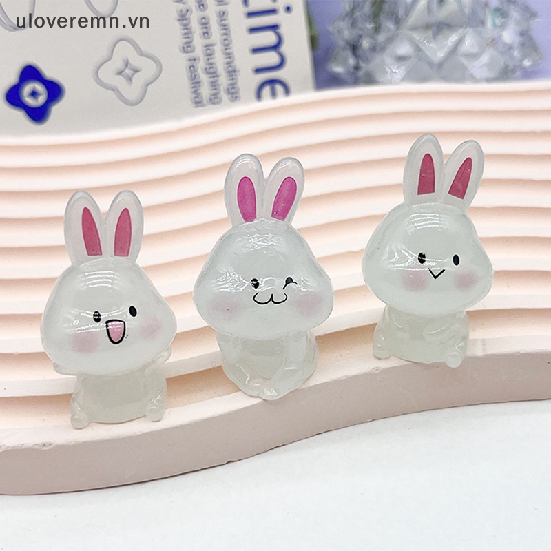 Mô Hình Chú Thỏ Mini Bằng Resin Màu Dạ Quang Dễ Thương Trang Trí Nhà Búp Bê DIY