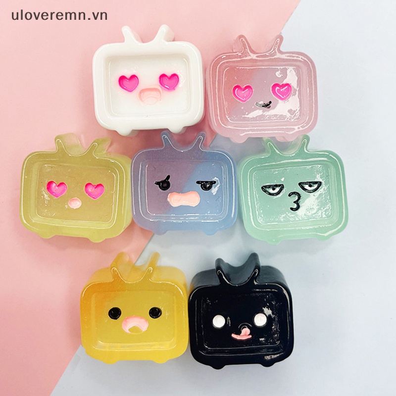Set 5 TV Phát Sáng Kawaii Với Nhựa Resin Hình Biểu Tượng Cảm Xúc