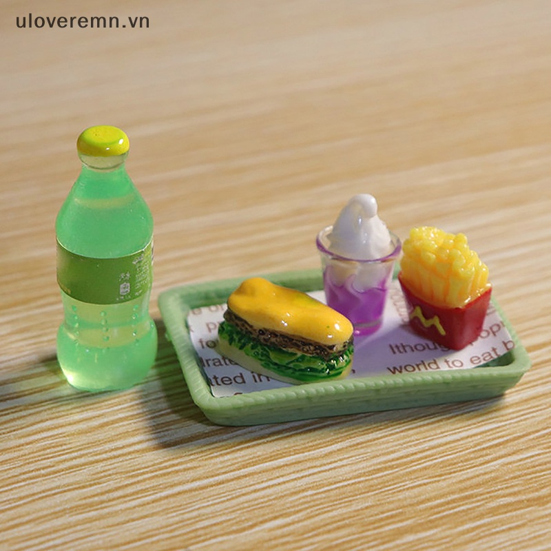 Mô Hình Đồ Chơi Hình Bánh Burger Và Khoai Tây Chiên Mini Cho Nhà Búp Bê