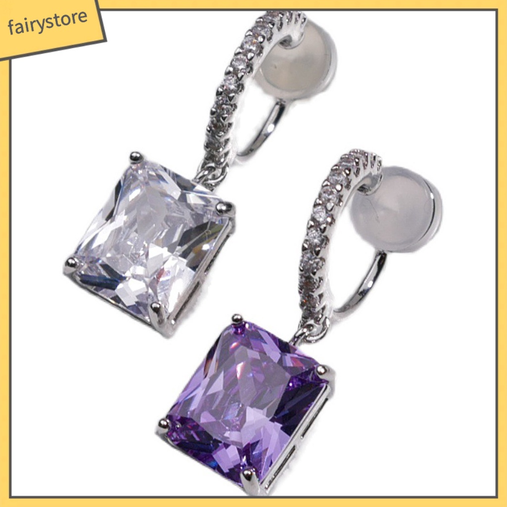 1 Đôi Bông Tai Hình Vuông Dáng Dài Màu Sáng Thời Trang Hàng Ngày