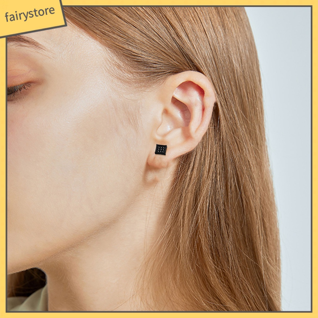 1 Đôi Bông Tai Hình Vuông Bằng Thép Không Gỉ Phong Cách Hàn Quốc Cá Tính Dành Cho Nam