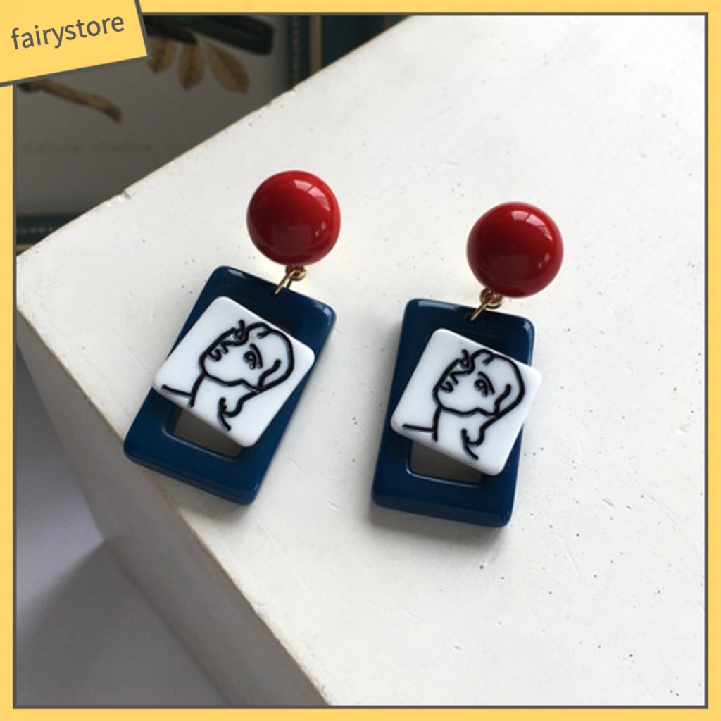 1 Đôi Bông Tai Hình Nhân Vật Trừu Tượng Phong Cách Vintage