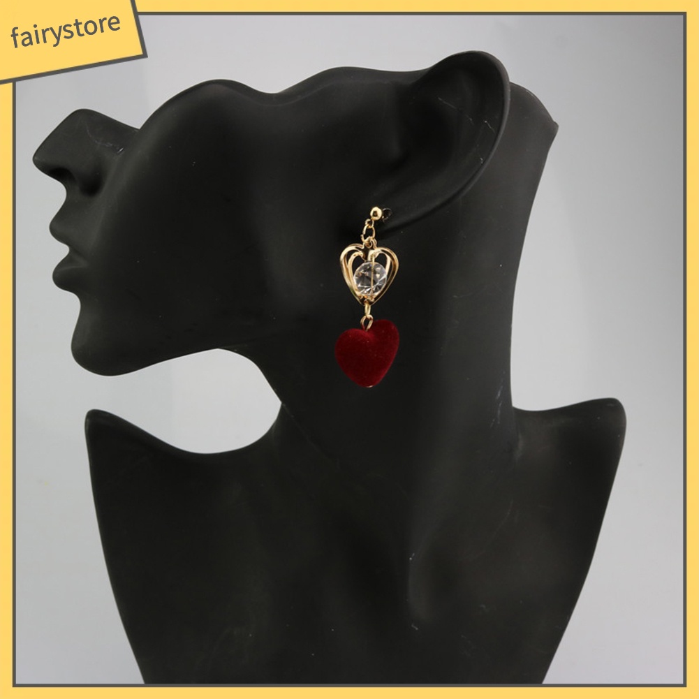 Bông Tai Hình Trái Tim / Vương Miện Đính Đá Lấp Lánh Thời Trang Cho Nữ