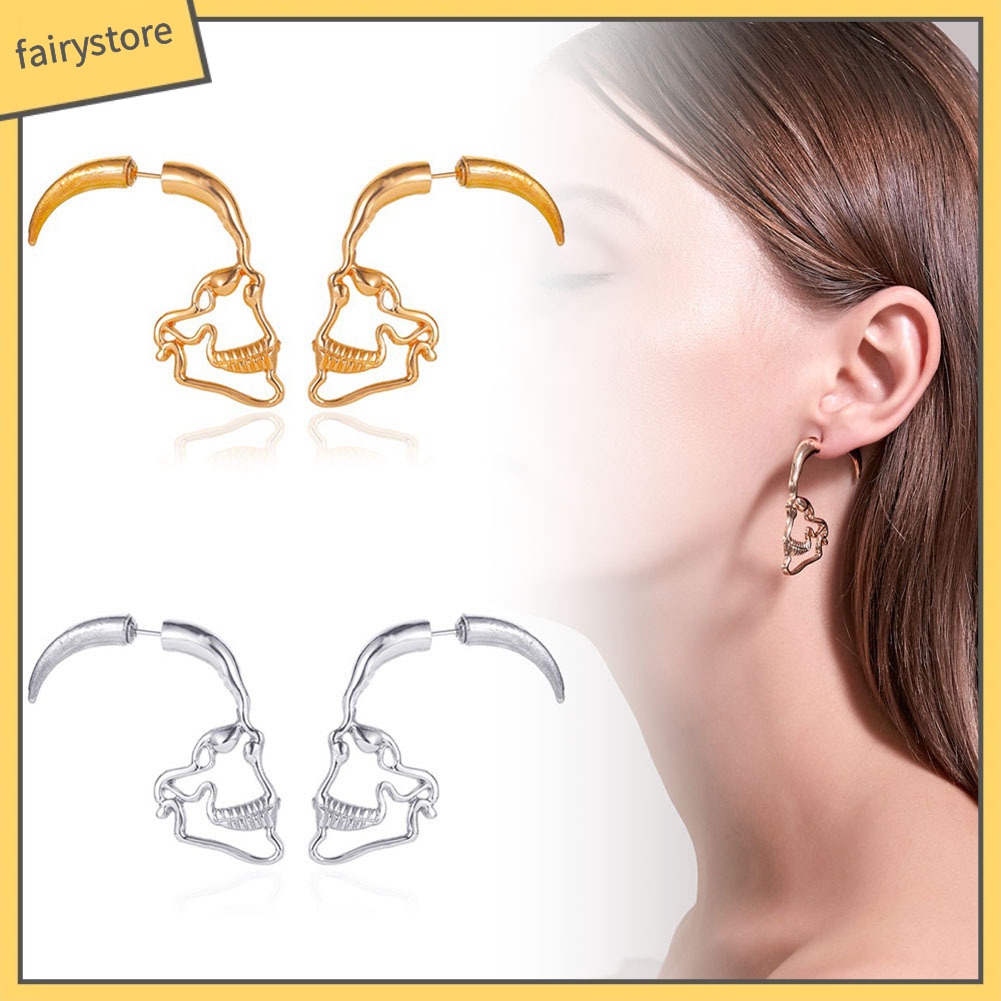 Bông Tai Hình Đầu Lâu Phong Cách Punk Cổ Điển Dành Cho Nữ