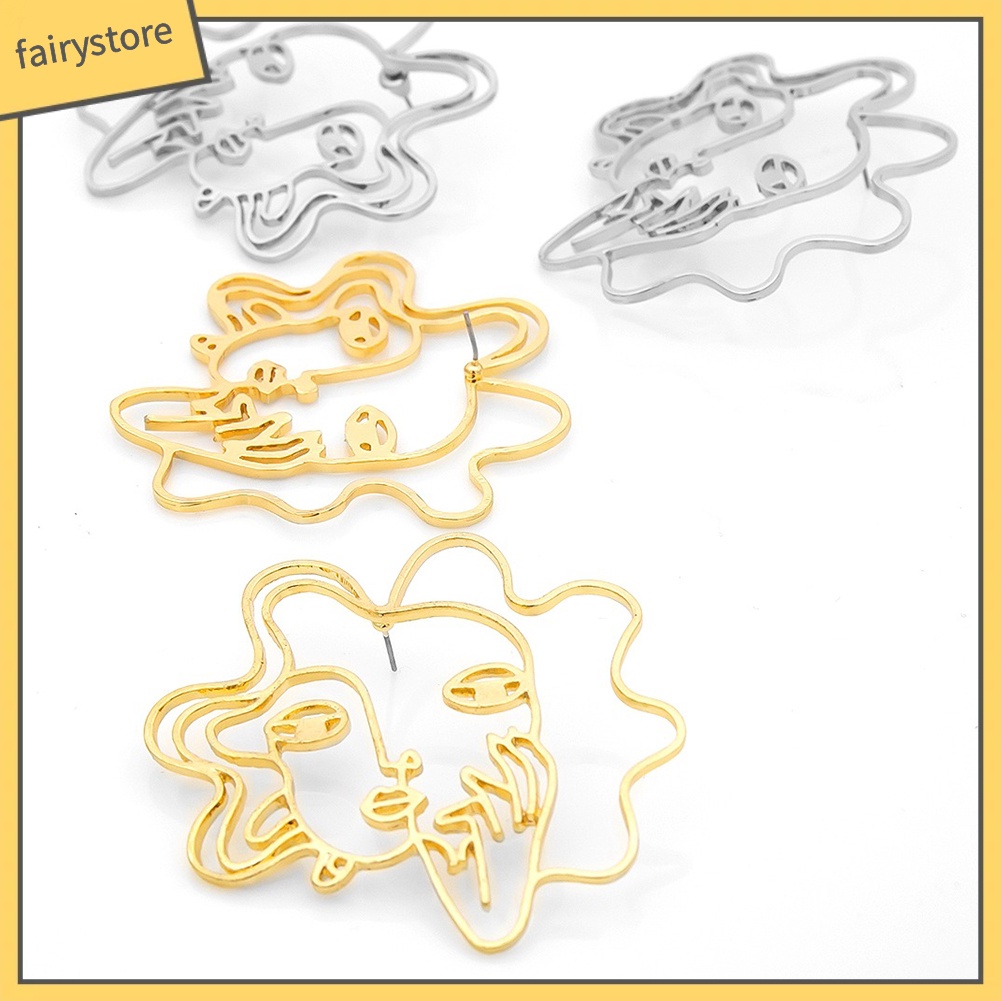 Khuyên Tai Hình Khuôn Mặt Trừu Tượng Sáng Tạo Dành Cho Nữ