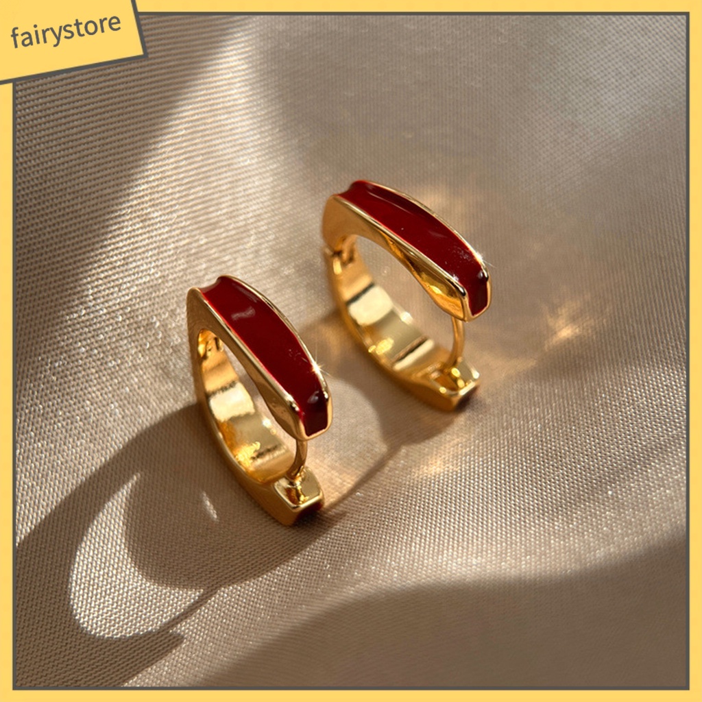 1 Đôi Bông Tai Tròn Mạ Điện Bóng Cao Sang Trọng Thoải Mái Dành Cho Nữ