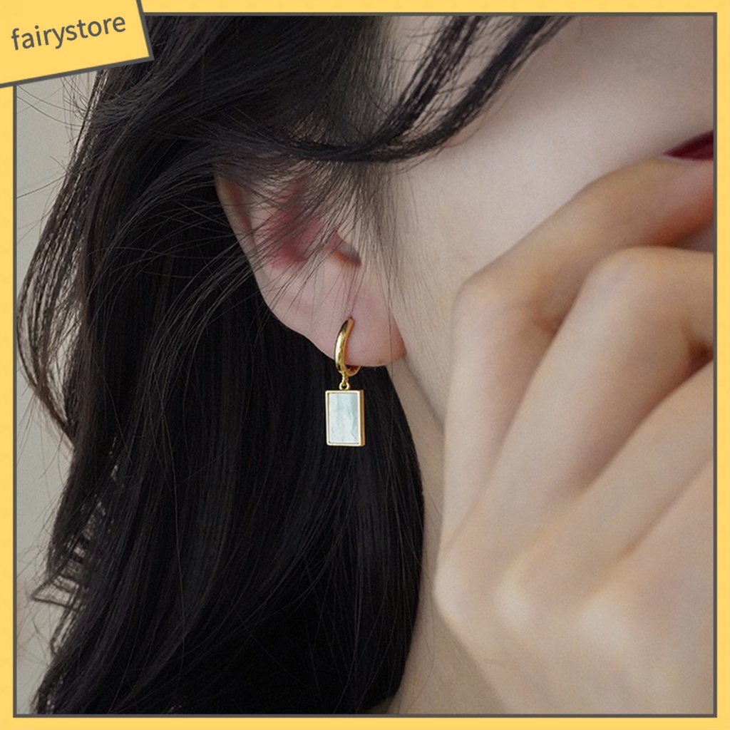 1 Đôi Bông Tai Treo Hình Học Bằng Thép Không Gỉ Chống Dị Ứng Màu Sắc Tương Phản Dành Cho Nữ