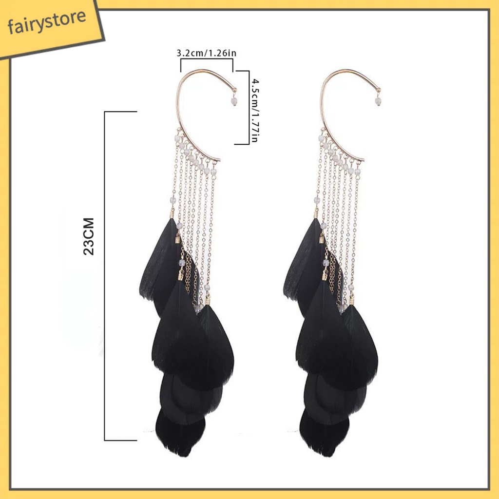 1 Đôi Bông Tai Đeo Vành Tai Hình Lông Vũ Phong Cách Bohemian Cổ Điển Dành Cho Nữ