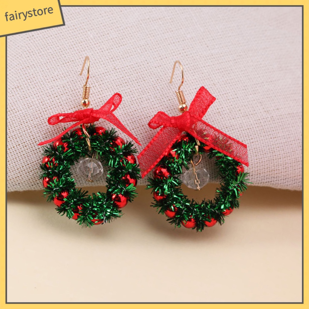 [FRO] Bông Tai Chuỗi Hạt Pha Lê Nhân Tạo Trọng Lượng Nhẹ Hình Cây Thông Giáng Sinh Nhiều Màu Sắc Dễ Phối Đồ