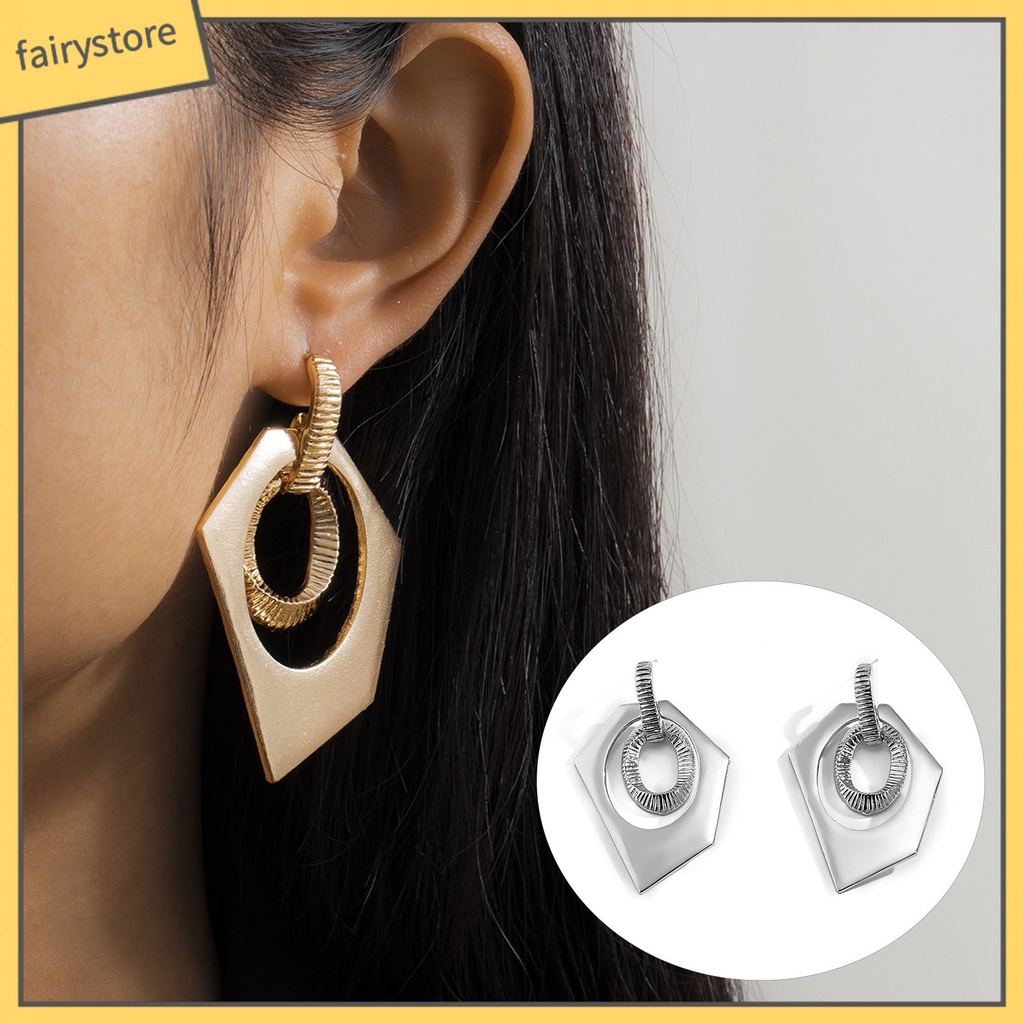 1 Đôi Bông Tai Hình Học Nhiều Màu Không Phai Thời Trang Dự Tiệc