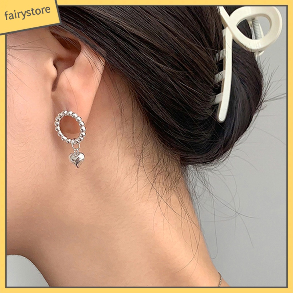 1 Đôi Bông Tai Hình Trái Tim Bề Mặt Mịn Phong Cách Hàn Quốc Dành Cho Nữ