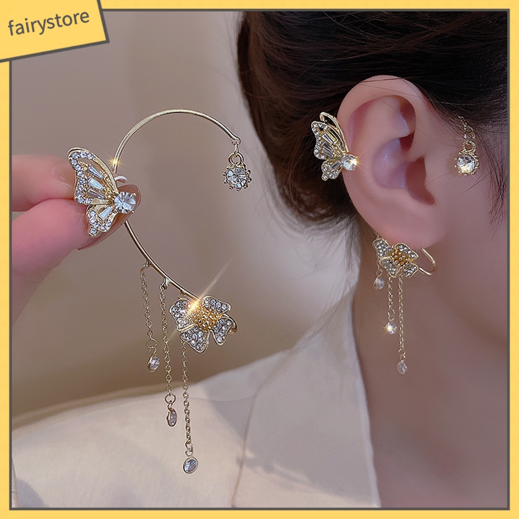 [FRO] 1 Khuyên Tai Dạng Kẹp Hình Bướm Kim Loại Không Đau Dễ Sử Dụng Trang Sức Sinh Nhật Thanh Lịch Tinh Tế