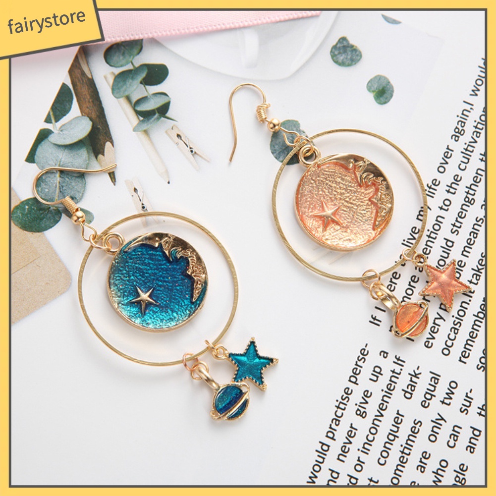 Bông Tai Hình Tròn / Ngôi Sao / Mặt Trăng Thời Trang Cho Nữ