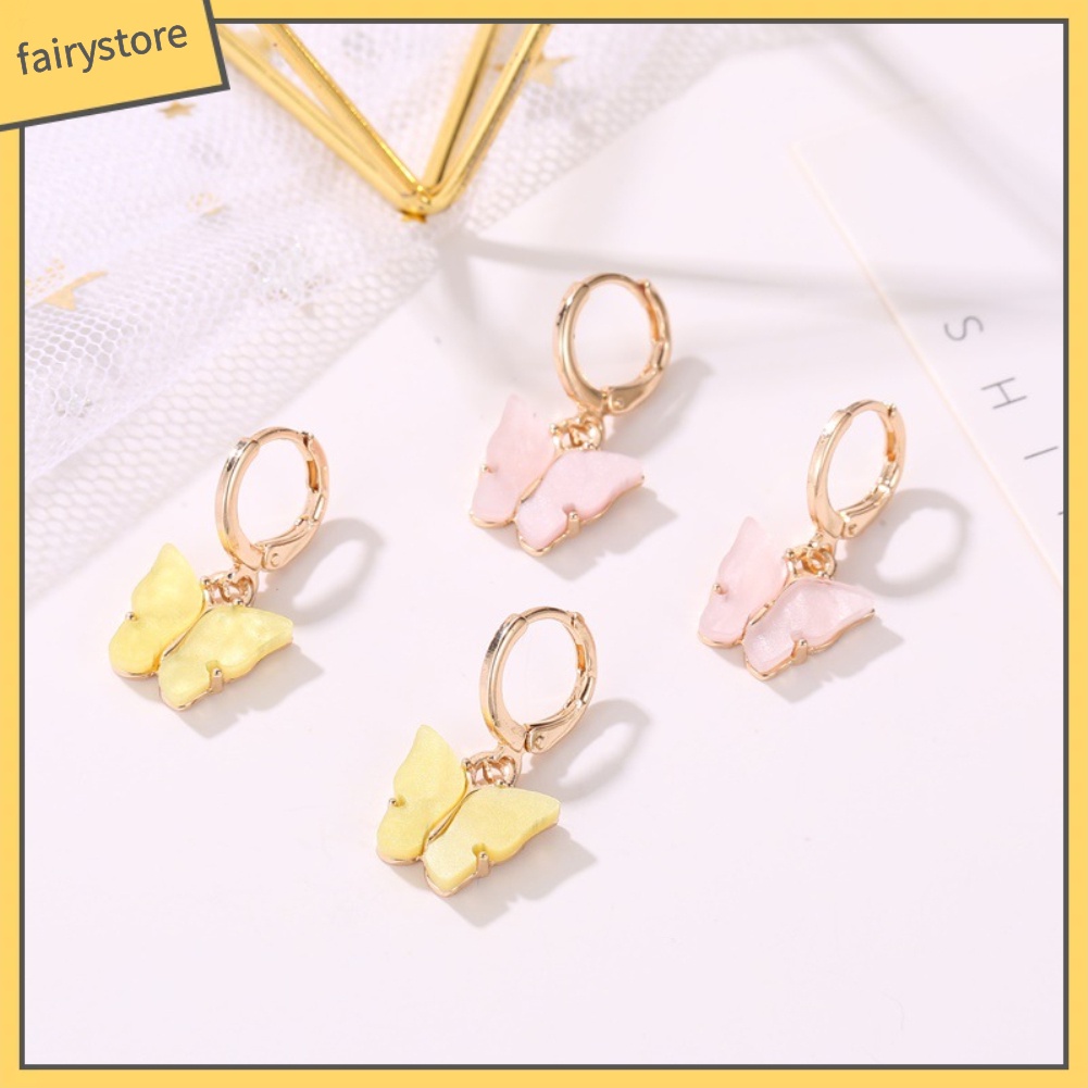 Bông Tai Acrylic Hình Bướm Màu Sắc Ngọt Ngào Thời Trang Cho Nữ