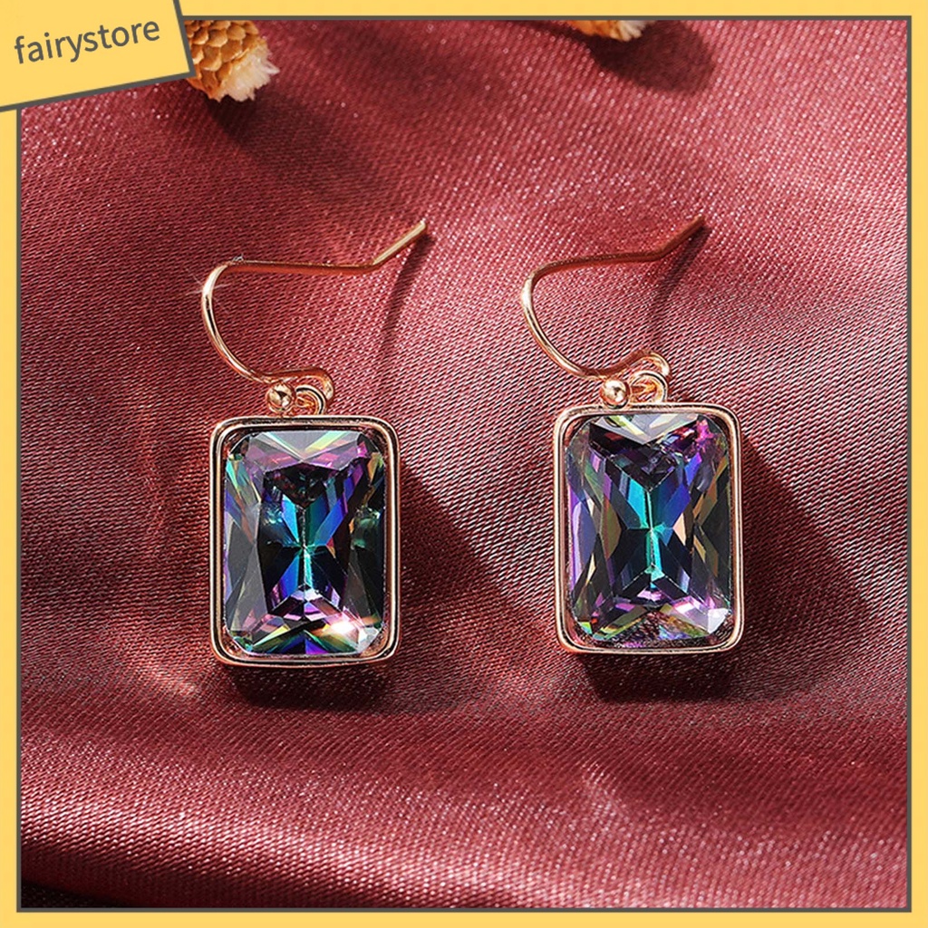 1 Đôi Bông Tai Hình Giọt Nước Đính Đá Zircon Nhiều Màu Sang Trọng