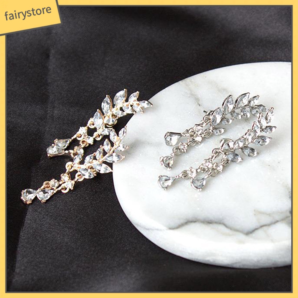 1 Đôi Bông Tai Hình Giọt Nước Đính Đá Lấp Lánh Dành Cho Cô Dâu