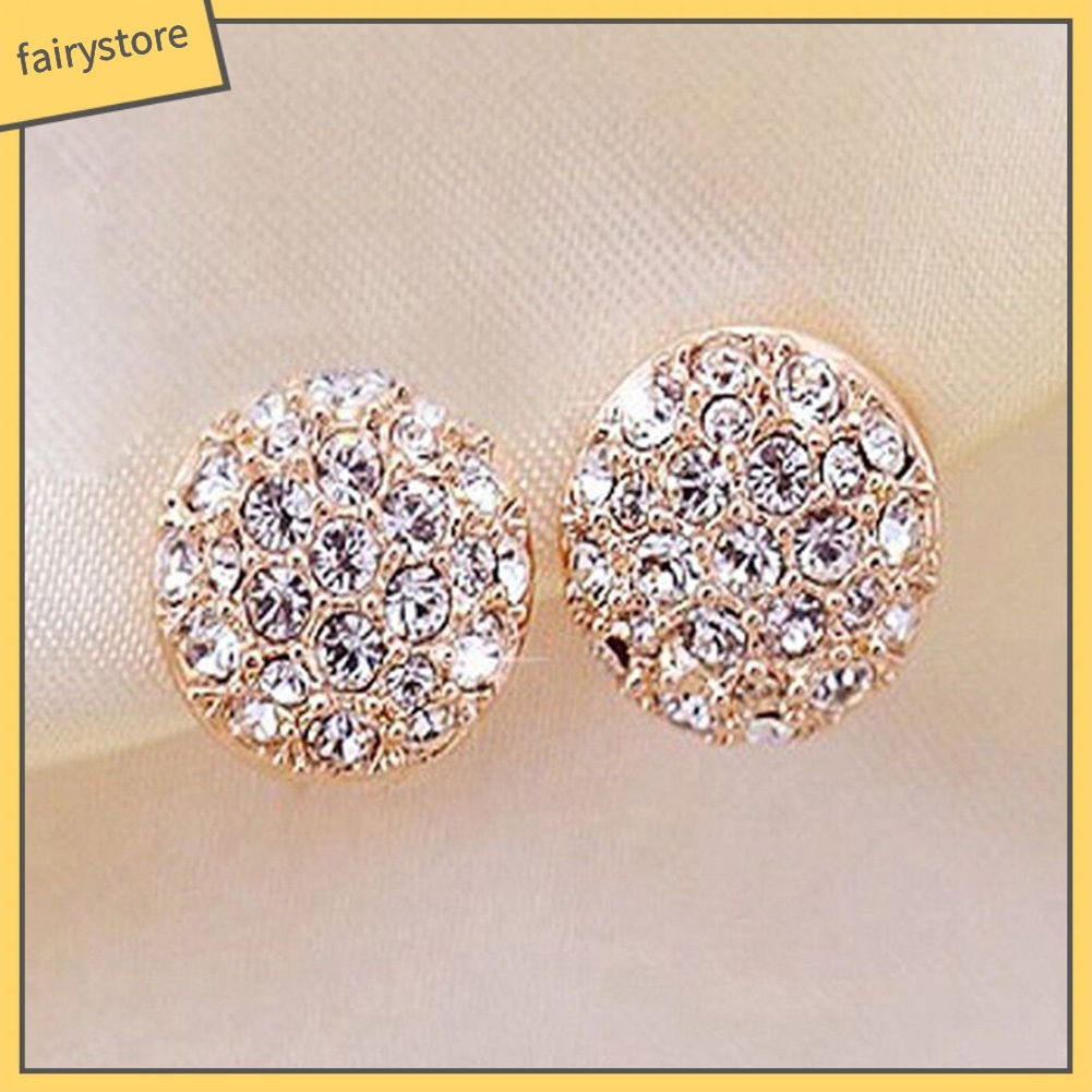 Bông Tai Tròn Đính Đá Toàn Diện Thanh Lịch Cho Nữ