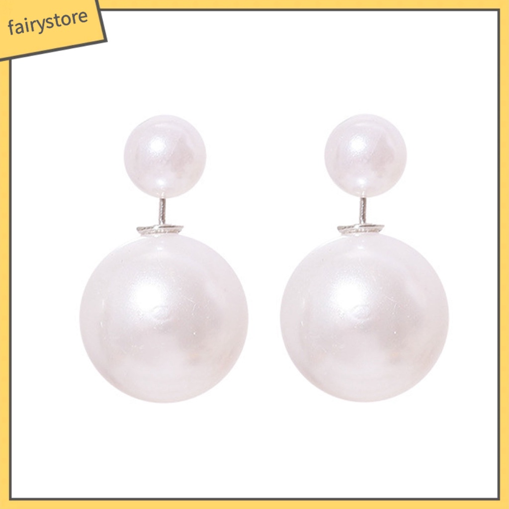 [FRO] 1 Cặp Bông Tai Đinh Tán Hình Học Hai Mặt Đính Ngọc Trai Nhân Tạo Mạ Điện Thanh Lịch Thích Hợp Làm Quà Tặng Cho Nữ