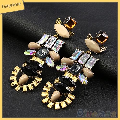 Bông Tai Dáng Dài Đính Đá Phong Cách Retro Cho Nữ