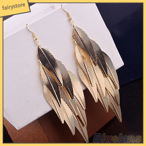 [FRO] Bông Tai Thả Hình Lá Nhiều Lớp Phong Cách Baroque Cổ Điển Cho Nữ