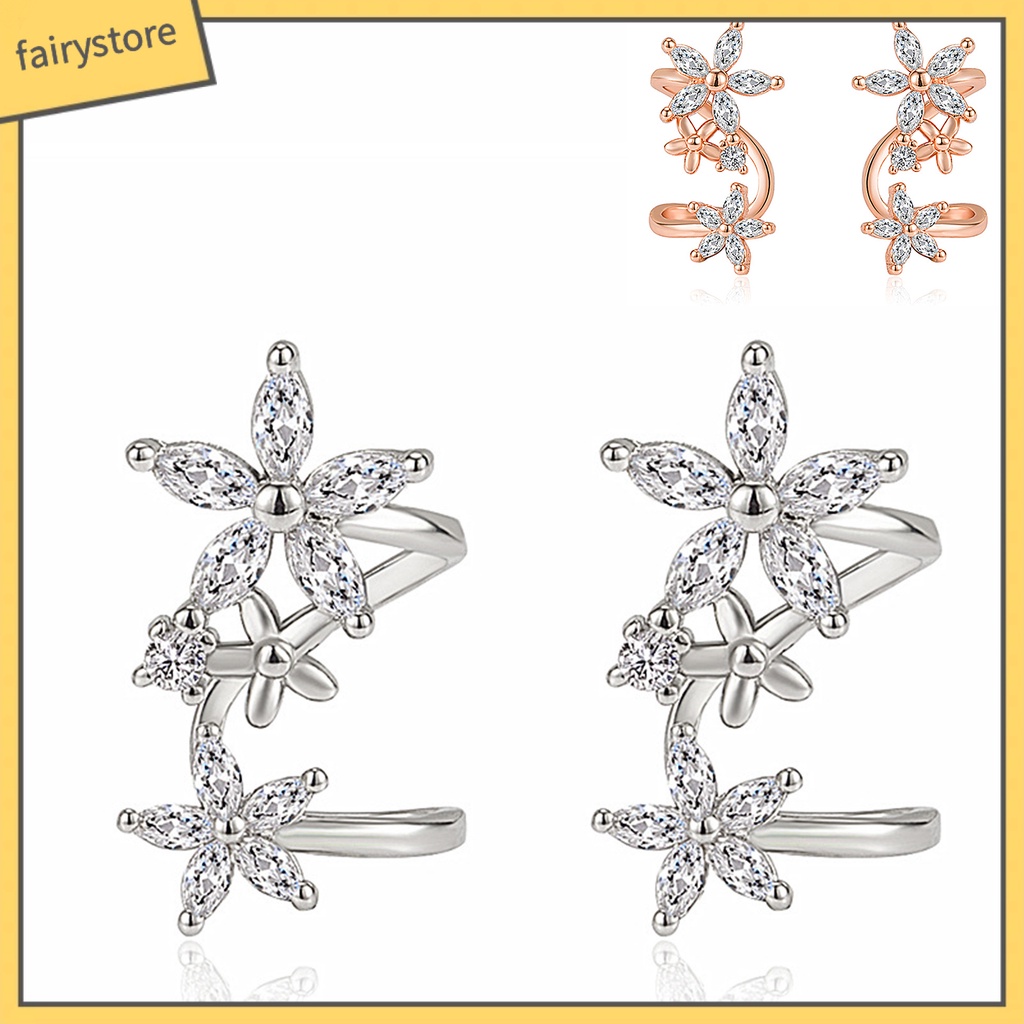 1 Đôi Bông Tai Hình Hoa Đính Đá Zircon Lấp Lánh Dành Cho Nữ