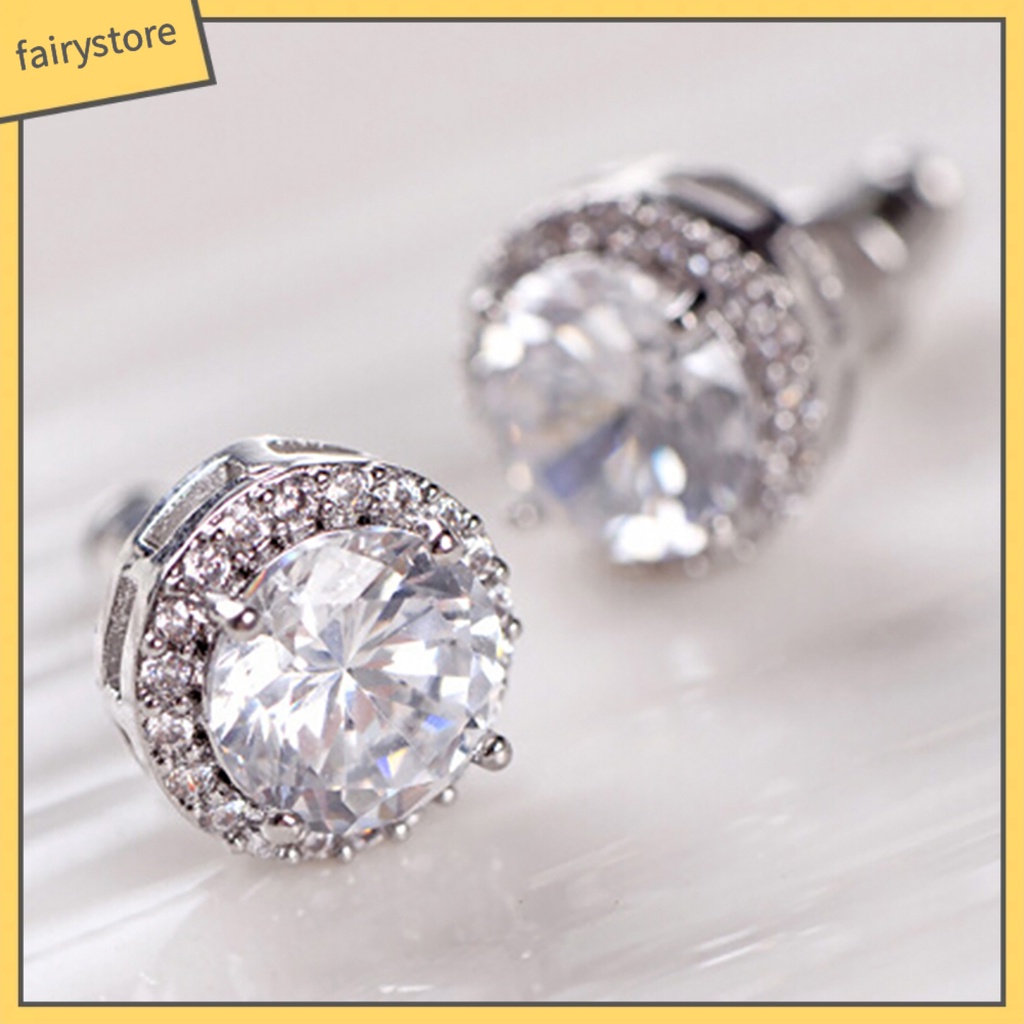 Bông Tai Mạ Bạc Đính Đá Zircon Thời Trang Dành Cho Nữ