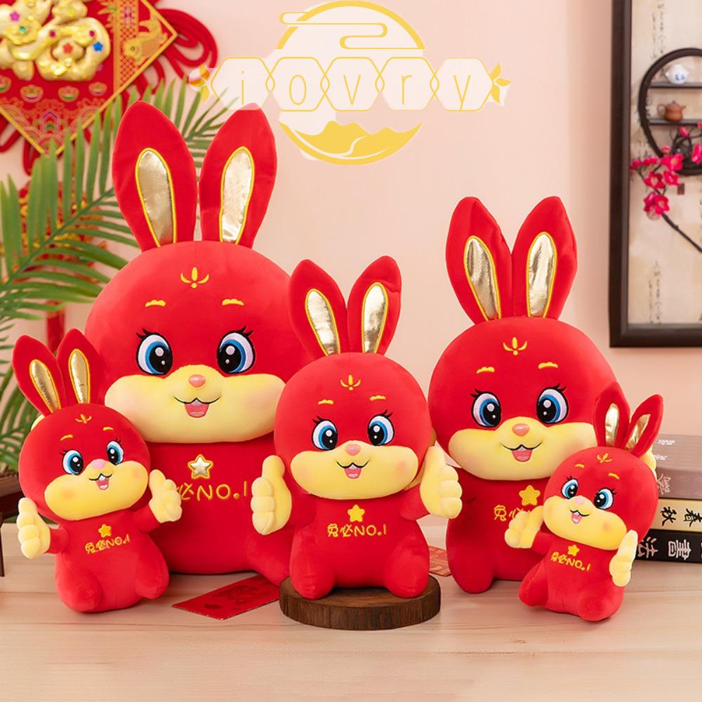 Thỏ Nhồi Bông Mềm Mại Phong Cách Trung Hoa Trang Trí Nhà Cửa