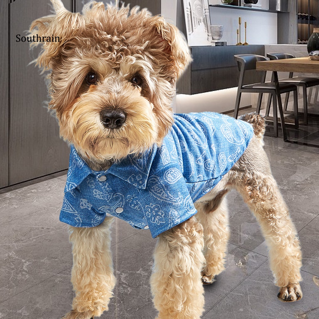 Bộ Đồ Ngủ Cổ Bẻ In Họa Tiết Thổ Cẩm Cỡ Nhỏ Ấm Áp Thời Trang Cho Cún Cưng