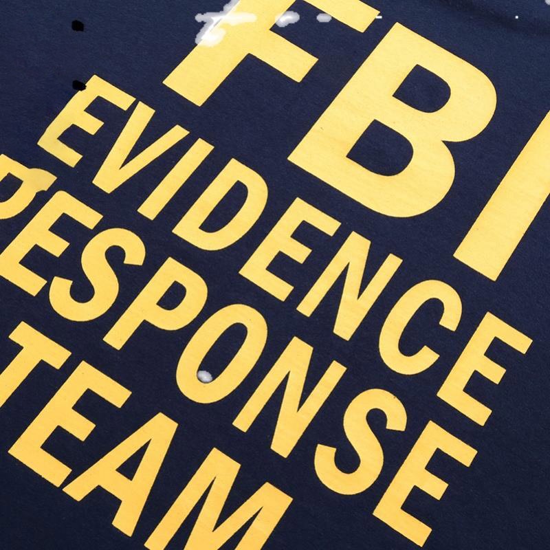 Áo Thun cotton Tay Ngắn Cổ Tròn Dáng Rộng In Hình Cảnh Sát FBI Phong Cách Mỹ Cho Nam