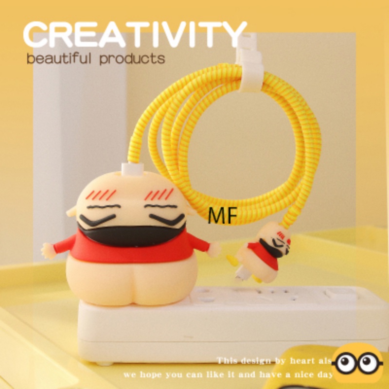 Phụ Kiện Bảo Vệ Dây Cáp Sạc USB Bằng Silicon Hình Shin-chan 3D Dễ Thương Cho iPhone 18 / 20W