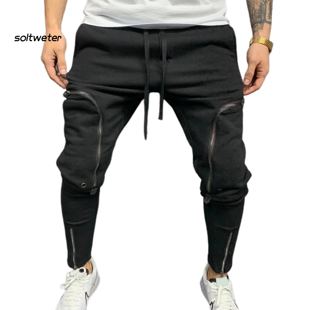 Quần Dài Dây Rút Nhiều Túi Màu Sắc Đơn Giản Thời Trang Đường Phố Cho Nam