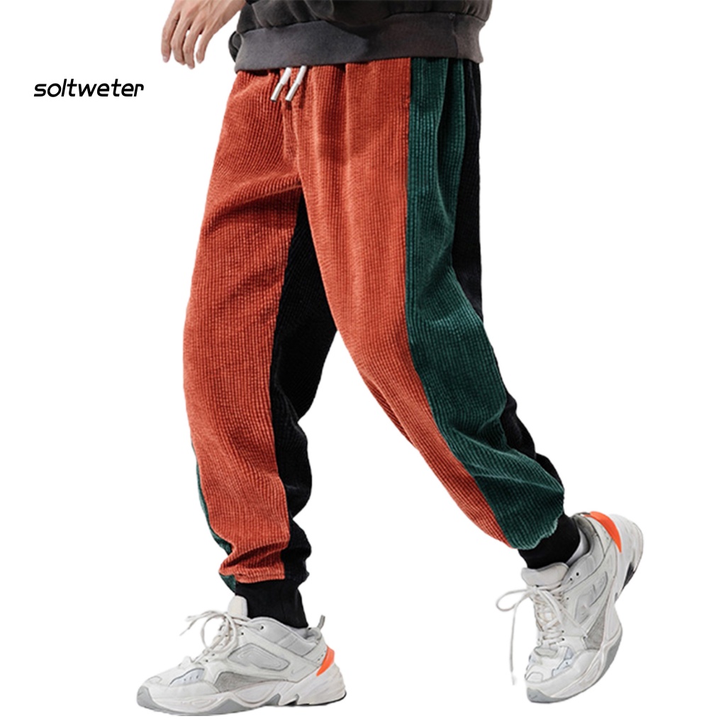 Quần Thể Thao Dày Dặn Giữ Ấm Màu Sắc Tương Phản Thời Trang Thu Đông Cho Nam