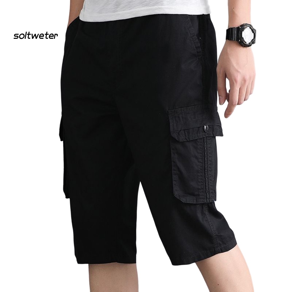 Quần Short Lưng Thun Ống Suông Mềm Mại Thoáng Khí Phối Dây Rút Thời Trang Mùa Hè Cho Nam