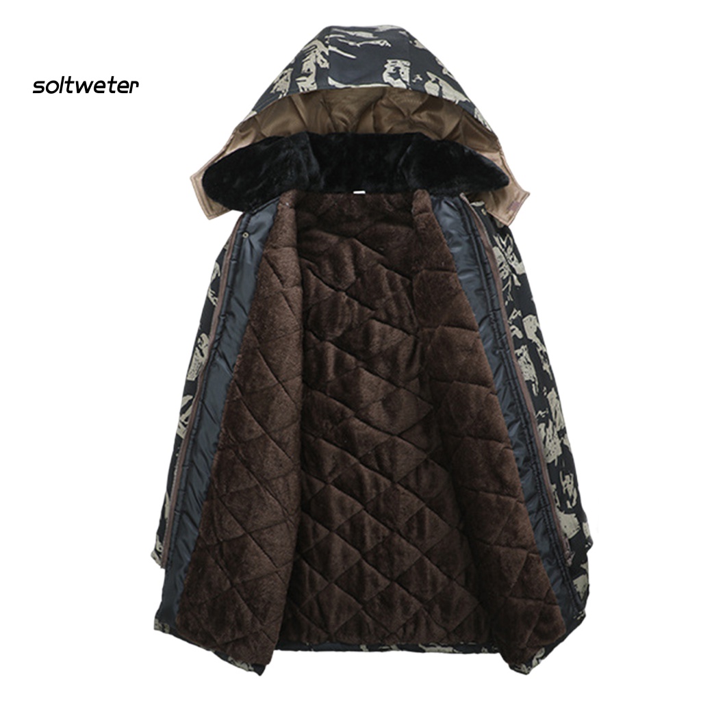 Áo Khoác Tay Dài Có Khóa Kéo Họa Tiết Rằn Ri Lót Lông Chống Lạnh Plus Size Cho Nam