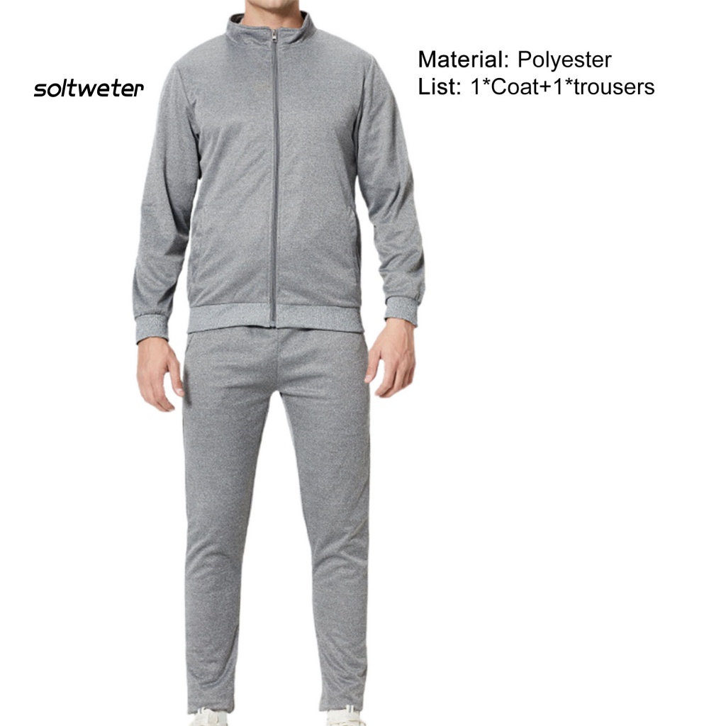 Bộ Đồ Thể Thao 2 Món Áo Cổ Đứng Phối Quần Dài Màu Trơn Thời Trang Mùa Thu Năng Động