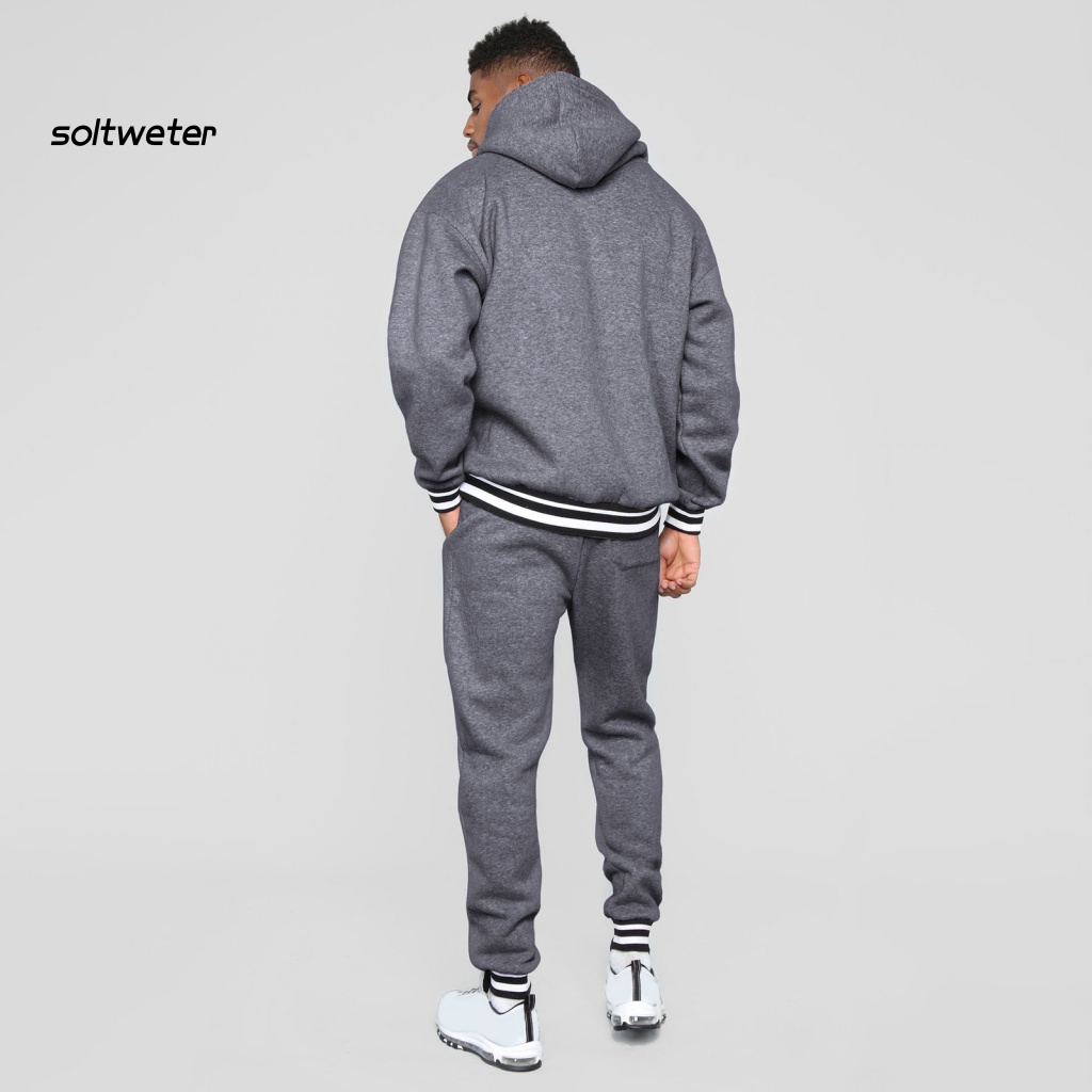 Set 1 Bộ Áo Hoodie + Quần Thể Thao Có Gân Màu Sắc Tương Phản Thời Trang Mùa Thu