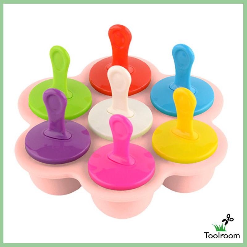 Khuôn Làm Kem 7 Ngăn Có Nắp Đậy Tiện Lợi