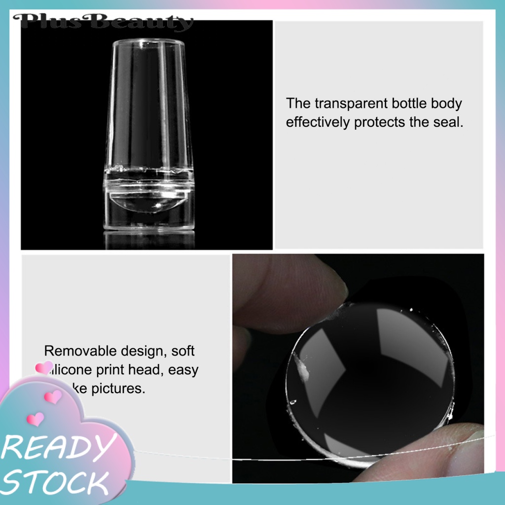 Set 2 Khuôn In Móng Tay Bằng Silicone Có Nắp Tiện Dụng