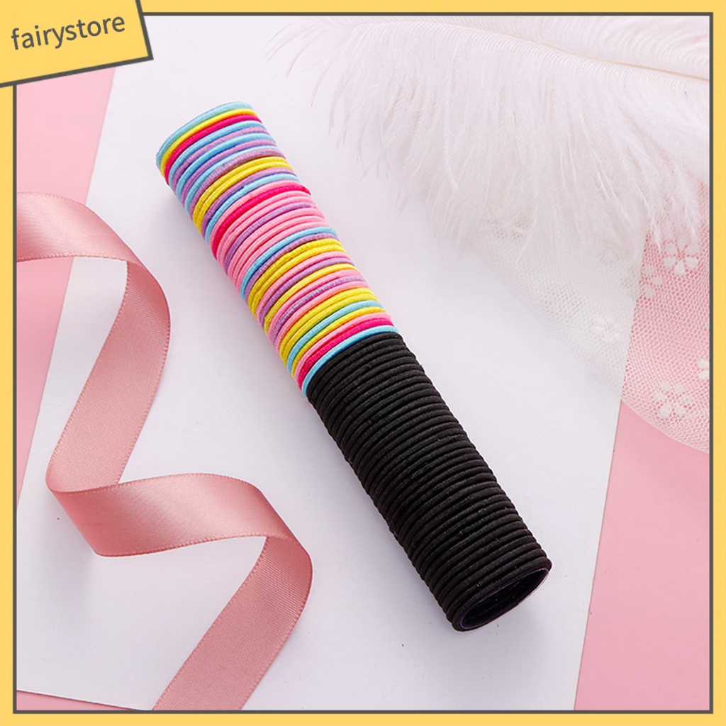 Set 50 Dây Thun Buộc Tóc 3cm Co Giãn Thời Trang Cho Nữ