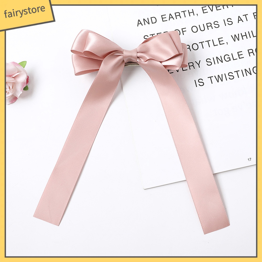 Kẹp Tóc Hình Nơ Màu Trơn Phong Cách Dành Cho Nữ