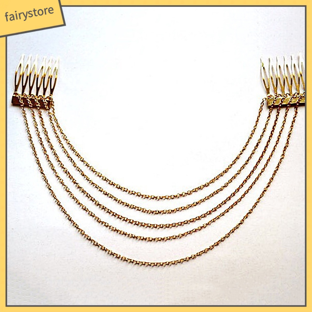 Lược Cài Tóc Bằng Hợp Kim Phối Dây Xích Tua Rua Sang Trọng