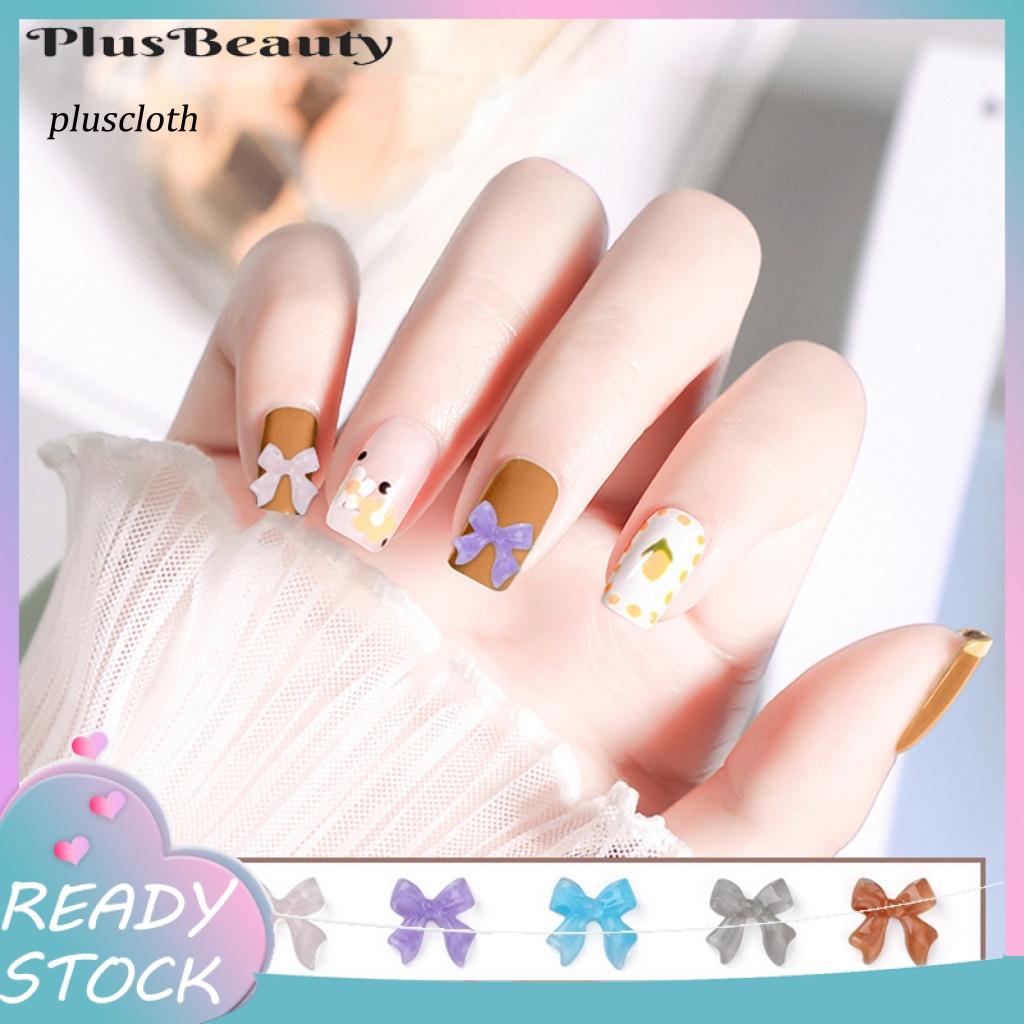 Bộ 50 Phụ Kiện Trang Trí Móng Tay Hình Nơ 3D Lấp Lánh DIY