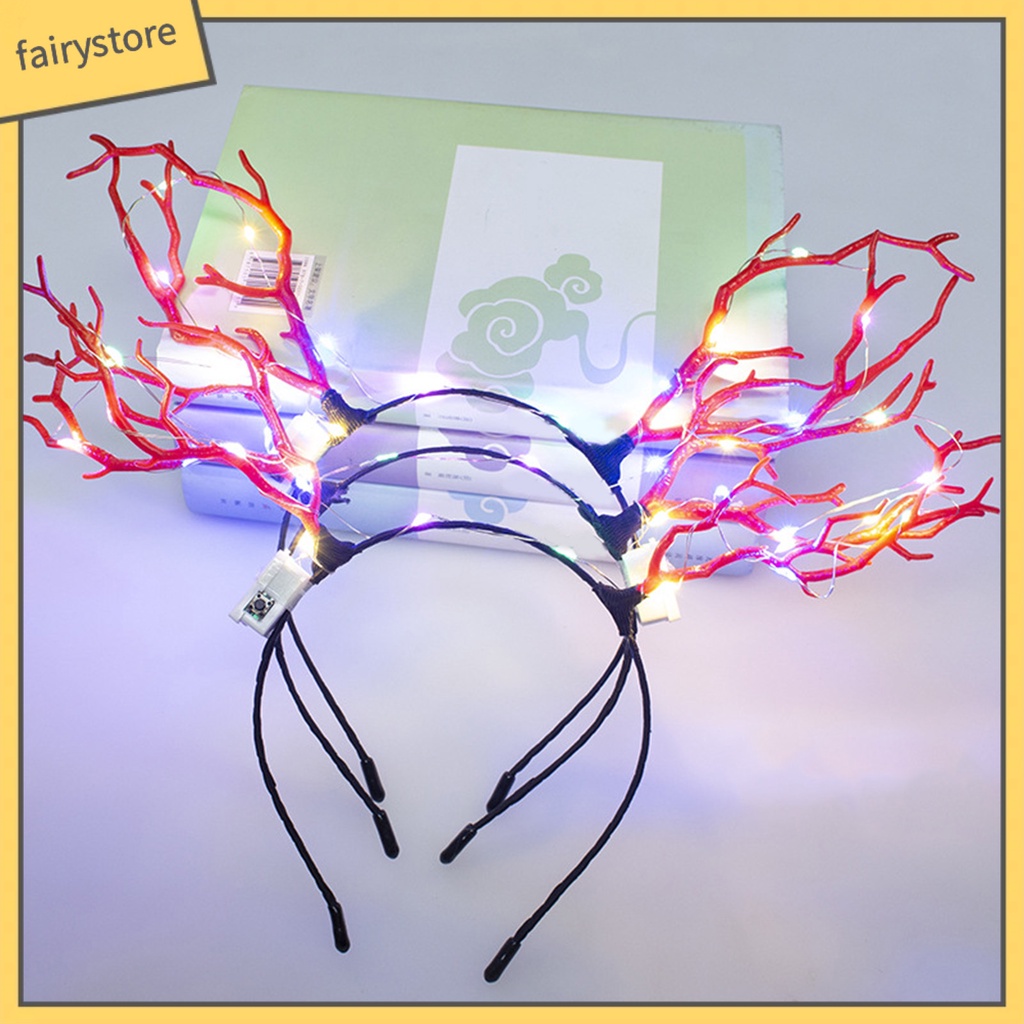 Băng Đô Cài Tóc Hình Sừng Hươu Có Đèn LED Phát Sáng Dành Cho Nữ