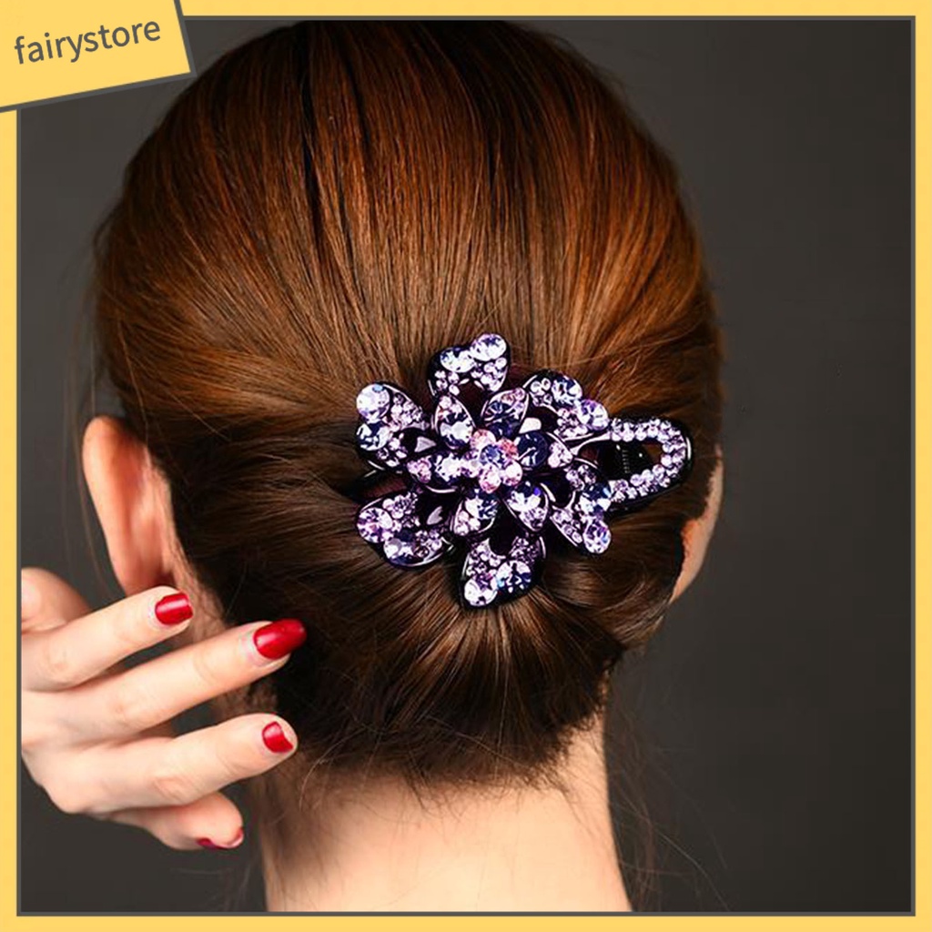 Kẹp Tóc Hình Hoa Đính Đá Bằng Acrylic Chống Trượt Dành Cho Nữ