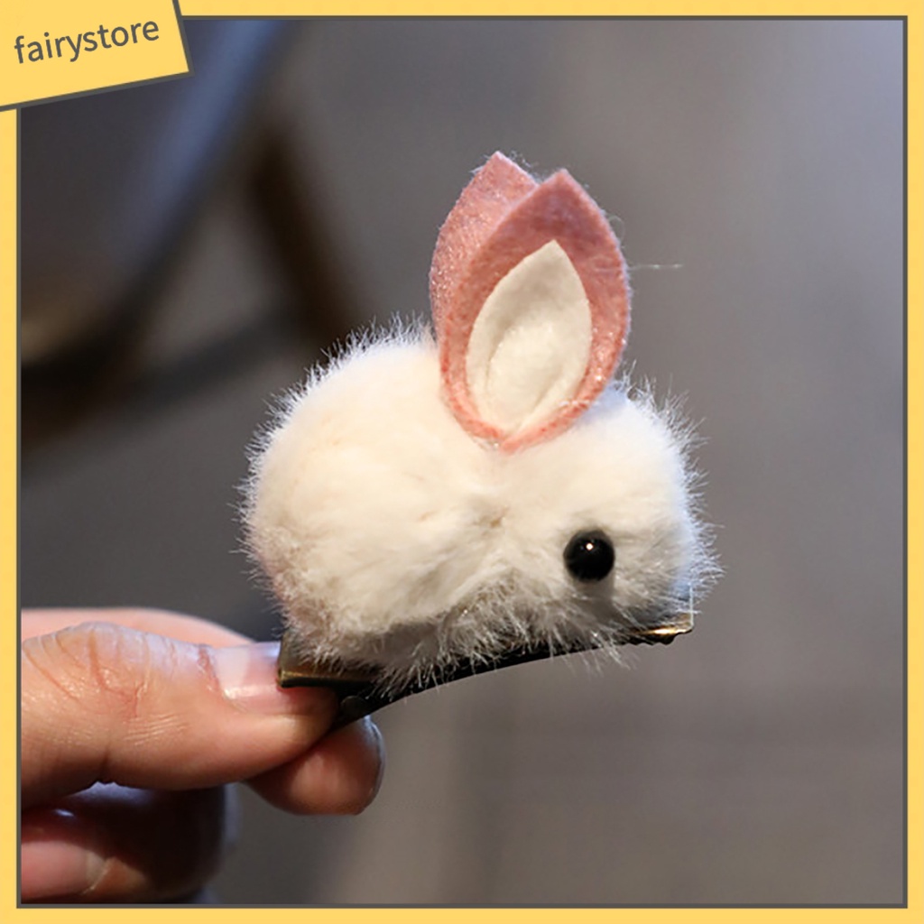 Kẹp Tóc Giả Da Hình Thỏ Nhồi Bông Mềm Mại Cho Nữ