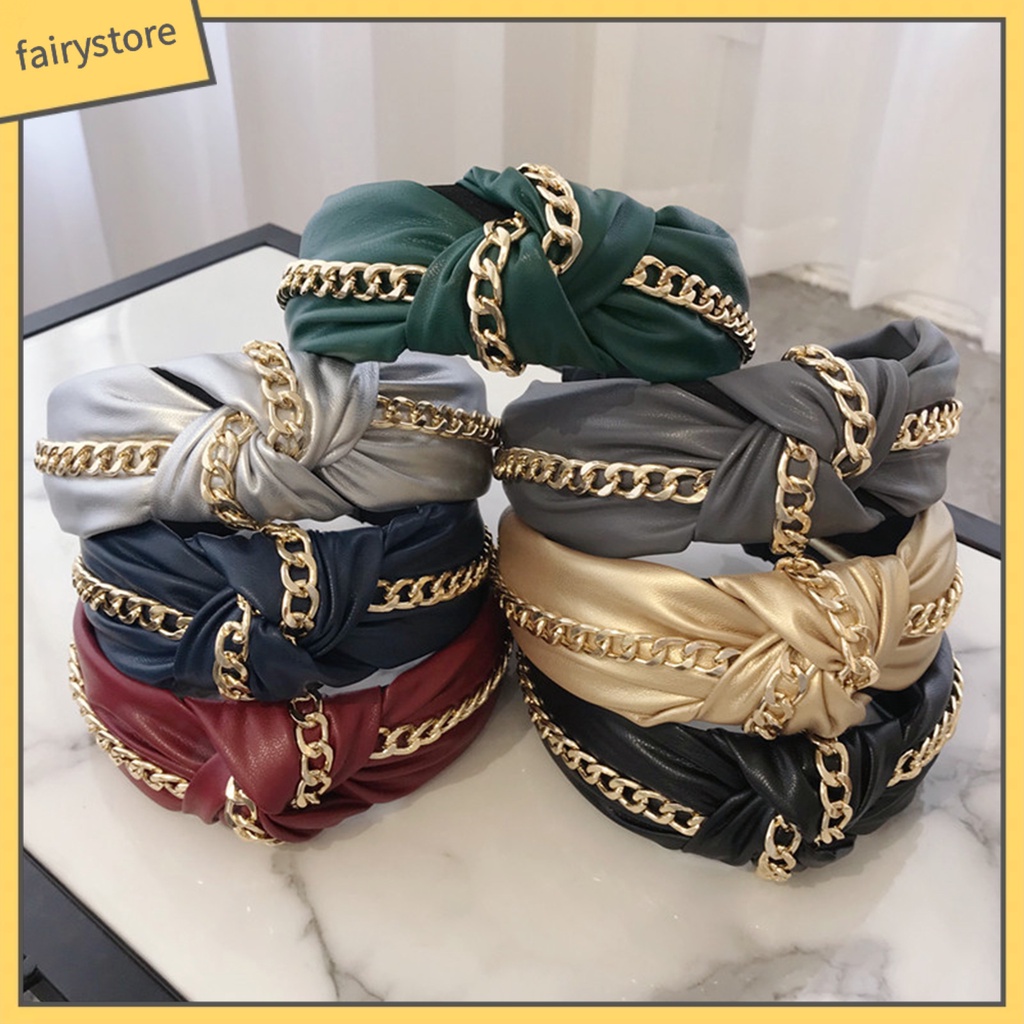 Băng Đô Dây Xích Thắt Nút Bằng Hợp Kim Giả Da Chống Trượt [FRO] Duyên Dáng Cho Dating