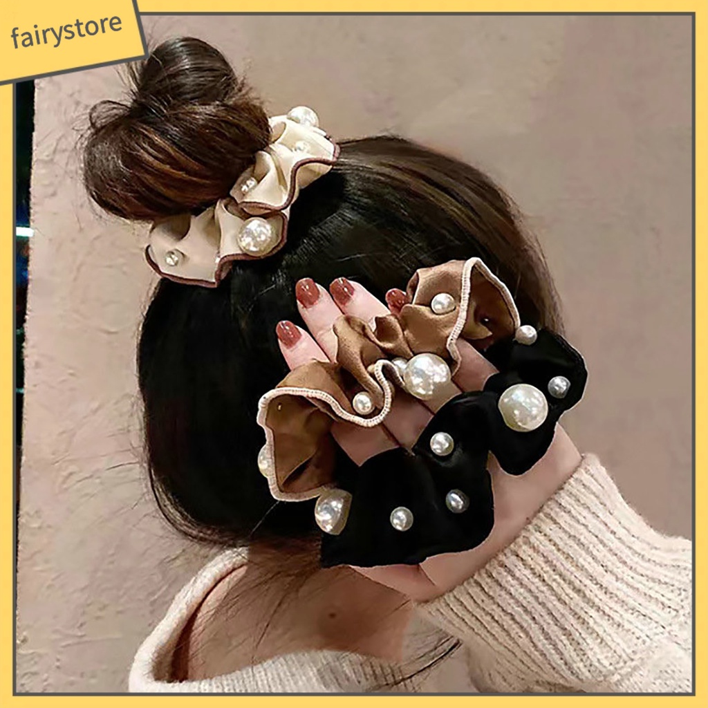 Dây Cột Tóc Co Giãn Đính Ngọc Trai Giả Thanh Lịch Dành Cho Nữ